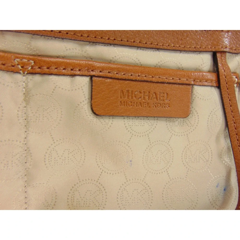 Michael Kors Hamilton Satchel Tan Leather Gold Padlock Luxury Boho Chic Bag
